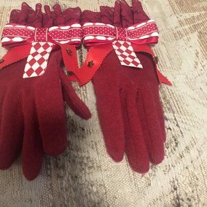 XS Wool Red Lolita Gloves